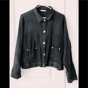 Black Linen “Jean” Jacket with Silver buttons